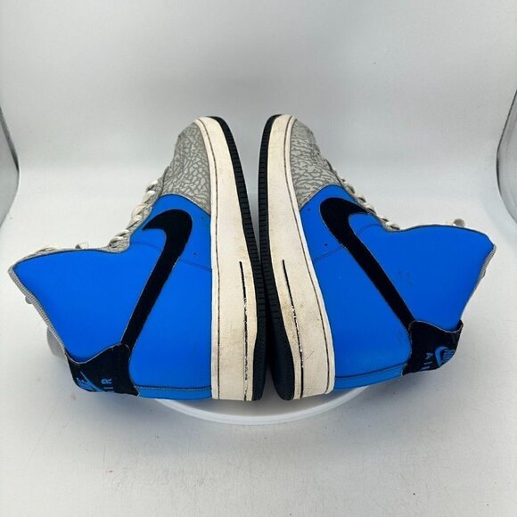 Nike Air Force 1 High Men Size 11.5 315121-406 Blue Court Crackle Grey Shoes - Picture 8 of 14